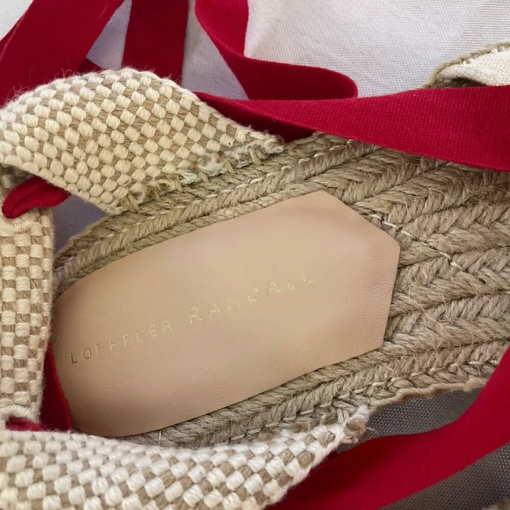 Loeffler Randall $285 Wilson Flat Ankle-Wrap Espadrille In Natural Red 10 US